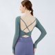 thumbnail image 1 of Ropa de yoga con almohadilla para el pecho, primavera y otoño, top de manga larga para mujer, traje deportivo profesional para correr, ropa de fitness con espalda hermosa, 1 of 4