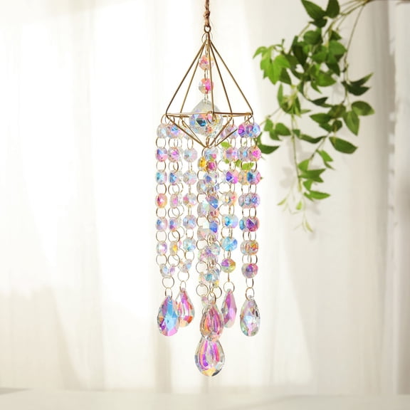 Crystal Sun Catcher Hanging Ornament, Handmade Crystal Wind Spinner Pendant for Garden Window Room Home Decoration Gift