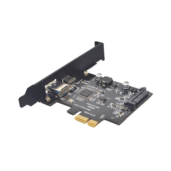 Pci-e to USB 3.1 10 Gbps Type C Dual Ports Expansion Card, Professional PCIe Adapter Card for Desktops PC Computer , 1X