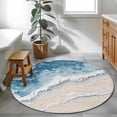 thumbnail image 4 of Area Rug 48in, Abstract Ocean Scene Oil Painting Art Floor Carpet Living Room Rug, Natural Sea Wave Beach Non-Slip Welcome Mat Indoor Rugs for Bedroom Dining Room, 4 of 9
