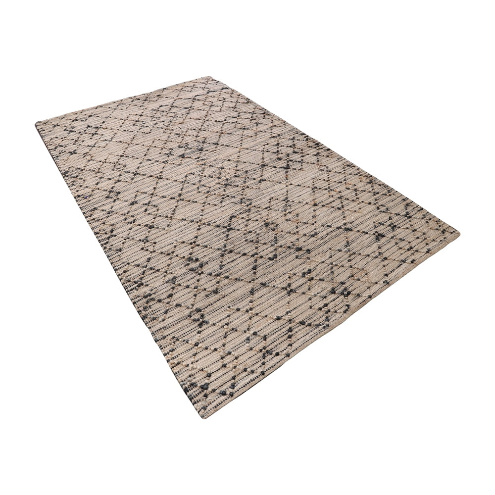 Hand Woven Jute Eco-Friendly Area Rugs - 6'X9', Rectangle Shape, Light Brown Color, Contemporary Pattern, High Pile, Natural Fiber, Outdoor Indoor Handmade Area Rugs For Living Room (J00090)