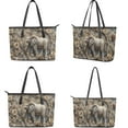 thumbnail image 3 of LedBack Elephant Floral Printed Wallet and Purse Set Waterproof Handbag Totes Pu Leather Wristlet Purse Lightweight Shoulder Bag Top Handle Satchels Totes for Women Ladies, Bronze, 3 of 4