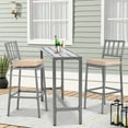 thumbnail image 5 of Metal Dining Bar Stools, Outdoor Bar Height Stool, Indoor Outdoor Stools with High Back & Cushions, Hammered Gray Finish, 29" Barstools for Patio, Bistro, 5 of 7