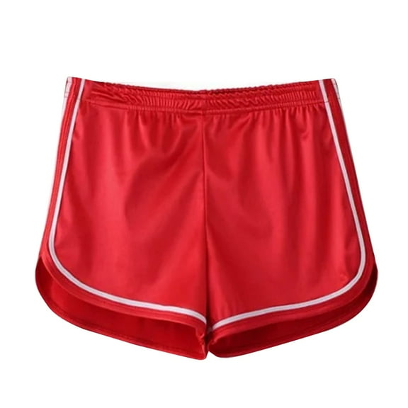 Endives Women's Shorts Summer Solid Color Casual Glossy Elastic High Waist Sports Shorts Nightclub Hot Pants Shorts