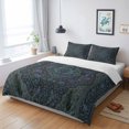 thumbnail image 4 of Retro Bohemia Queen Duvet Cover Set, Southwest Ethnic Tribal Geometric Print Dark Green Floral Decorative 3 Piece Bedding Set with Zipper Closure Soft Breathable Comforter Cover & 2 Pillowcases, 4 of 8
