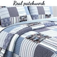 thumbnail image 4 of Cozy Line Daniel Denim Navy Blue Real Patchwork 100% Cotton 2-Piece Reversible Quilt Set, Twin, 4 of 6