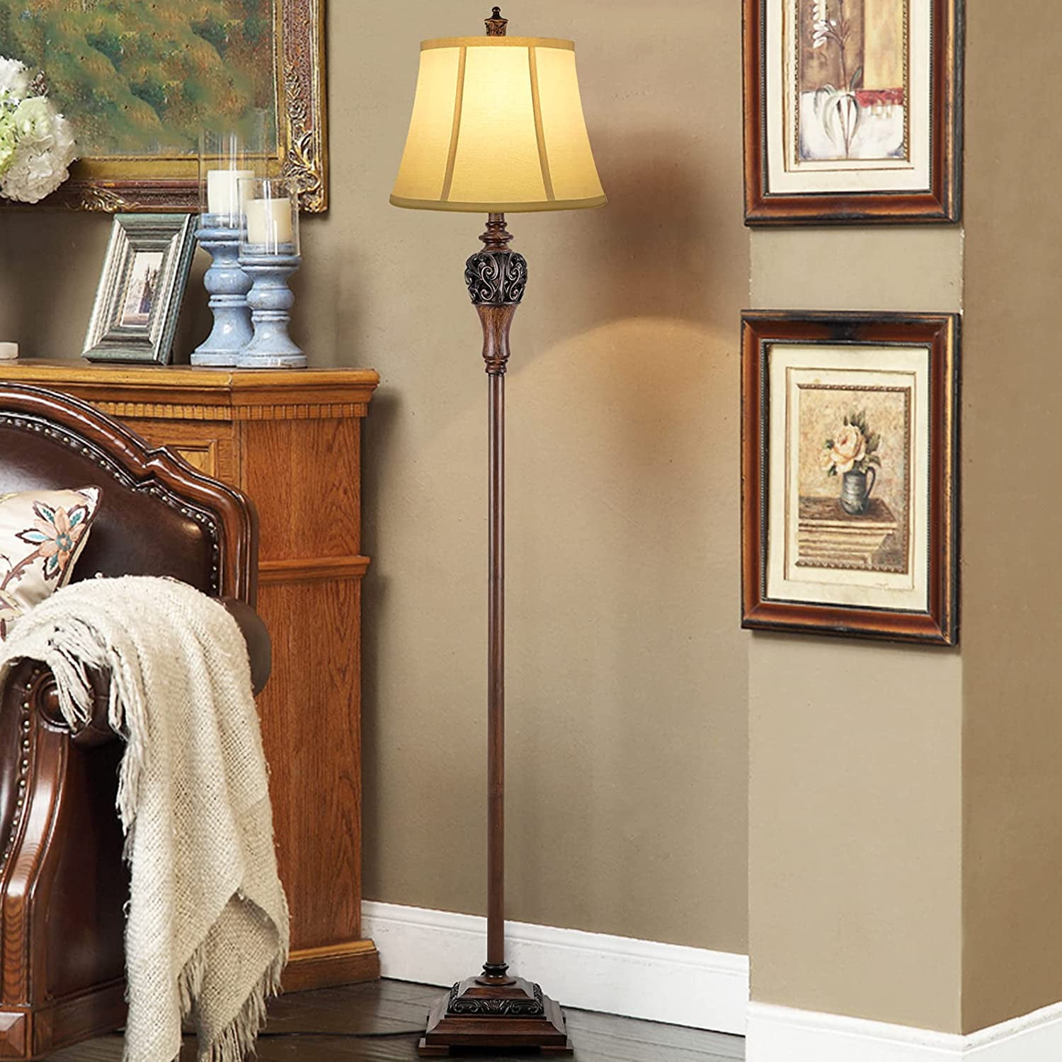 Vintage Floor Lamp for Living Room Traditional Farmhouse Tall Standing Lamp Mid-Century Antique ...
