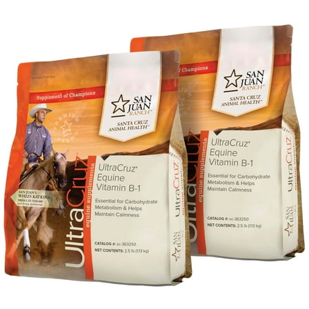 UltraCruz Equine Vitamin B-1 Supplement for Horses Bundle, 2 x 2.5 lb, Pellet (80 Day Supply)