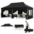 thumbnail image 1 of Gymax 10 x 20 FT Canopy w/ 6 Detachable Sidewalls Carrying Bag UPF50+ Sun Protection Black, 1 of 10
