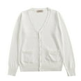 thumbnail image 2 of ATOYSOY Women's Classic Cardigan Uniform Sweater V Neck Button Knit Cardigans Coat with Pockets White XXL, 2 of 3