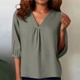 thumbnail image 6 of YigeTops Women's Pleated Cotton Linen Loose Shirt Casual Lightweight Summer Everyday Layering Tunic Green L, 6 of 6