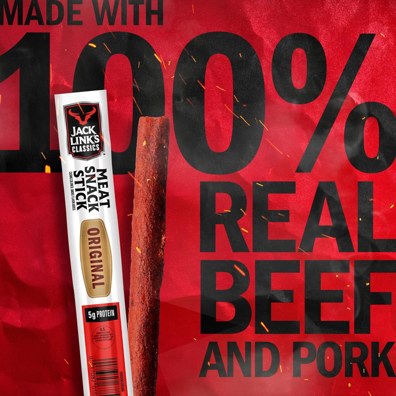 Jack Link's Meat Sticks, Original ? Protein Snack, Meat Stick with 5g of Protein ? 0.8 oz. (Pack of 20)
