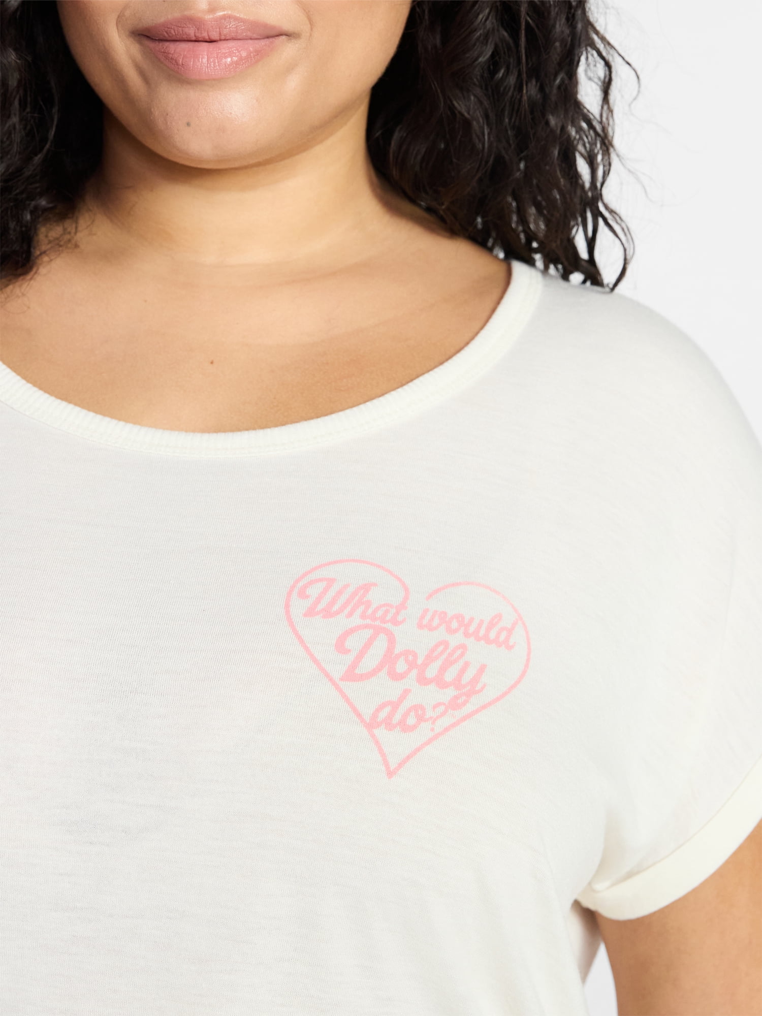 Terra & Sky Women's Plus Size Dolly Parton Graphic Tee with Short Sleeves, Sizes 0X-5X