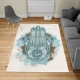 thumbnail image 2 of Ethnic Turkish Area Rug, Folkloric Motif Creative Art Cultures on a Watercolor Splash Print, Soft Carpet for Living Room Decor with Distressed Look, 6.6' X 9.6', Pale Blue, by Ambesonne, 2 of 4