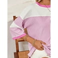 thumbnail image 2 of Cotton Stripe Color Block Half Quarter Sleeve Top, 2 of 9