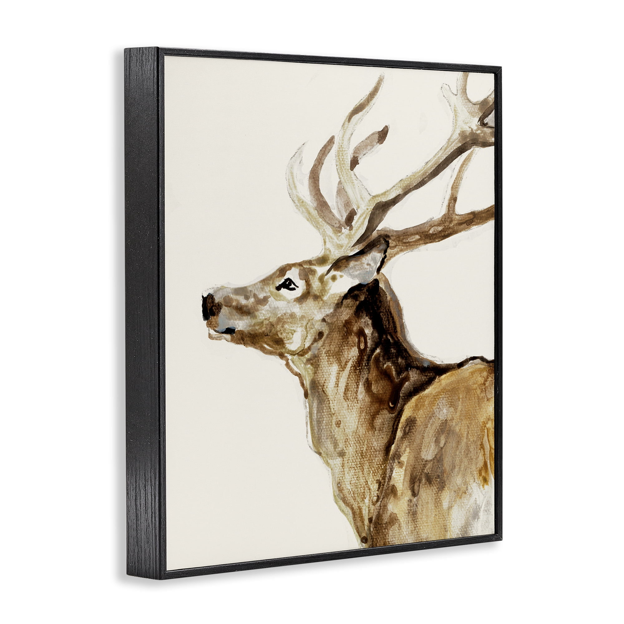 Stupell Industries Deer Portrait Profile View Black Framed Giclee Art, design by Lorenzo Collective