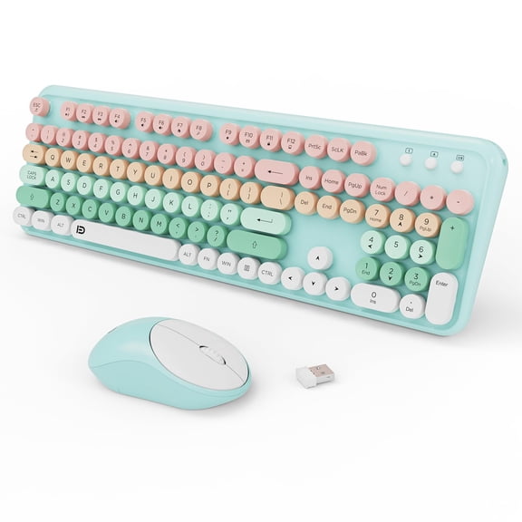 2.4ghz Wireless And Mouse Set With Button - Full-size Compatible For Windows/laptop/pc/notebook/smart Tv More Green