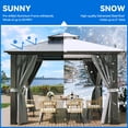 thumbnail image 2 of Dextrus 12ft x12ft Double Roof Hardtop Gazebo with Netting&Curtains, Outdoor Aluminum Gazebo with Heavy Duty Galvanized Steel,Ideal for Patio Lawn and Garden,Grey Curtain, 2 of 5