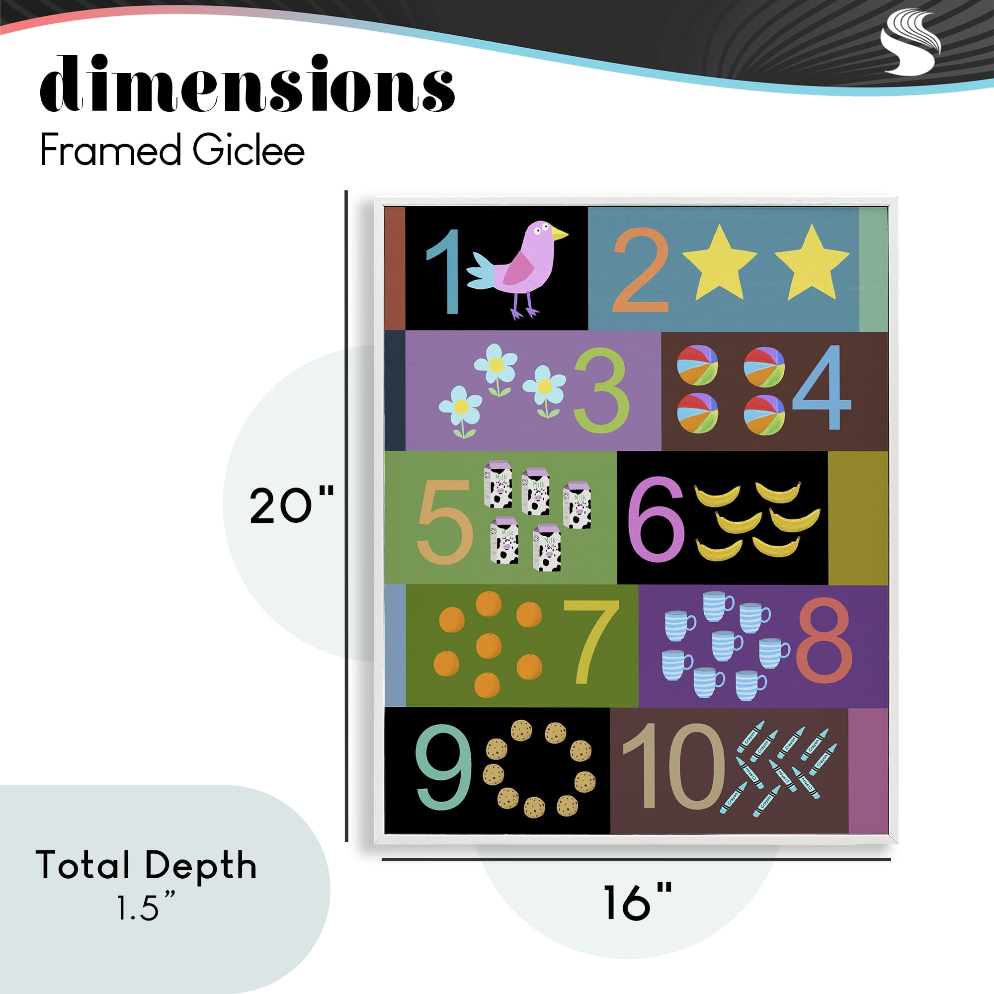 Learning To Count Chart White Framed Giclee Art, design by Carla Daly
