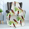 thumbnail image 4 of Tropical Soft Flannel Fleece Blanket, Watercolor Style Pattern of Exotic Birds and Green Leaves Island Flowers, Cozy Plush for Indoor and Outdoor Use, 70" x 90", White and Multicolor, by Ambesonne, 4 of 5