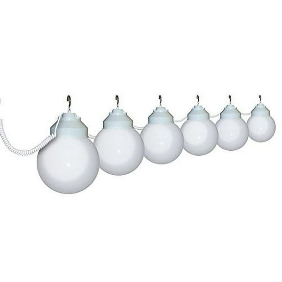 TentandTable 8 Globe Light Set, White with White Cord, 30 ft