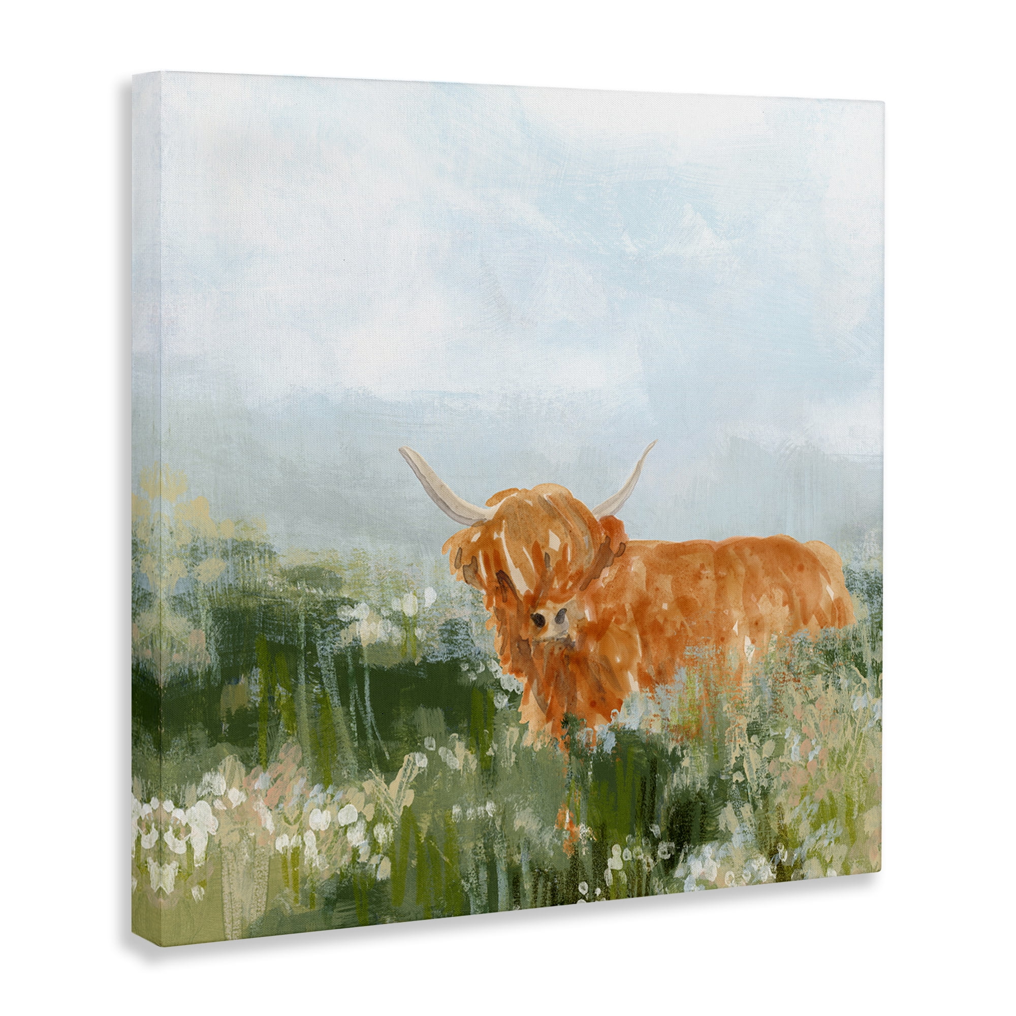 Stupell Industries Highland Cattle Abstraction Animals & Insects Painting Gallery Wrapped Canvas Art Print Wall Art, 36 x 36