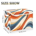 thumbnail image 5 of Yayeee Collapsible Cube Storage Bin with Lid Fabric Closet Decorative Basket with Handles, Beige Abstract Wavy, 5 of 7