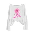 thumbnail image 4 of Women's Breast Cancer Shirts Casual Long Sleeve Crew Neck Cute Ribbon Love Print Tees Fashion Loose Tops Fall Clothes (S, White), 4 of 4
