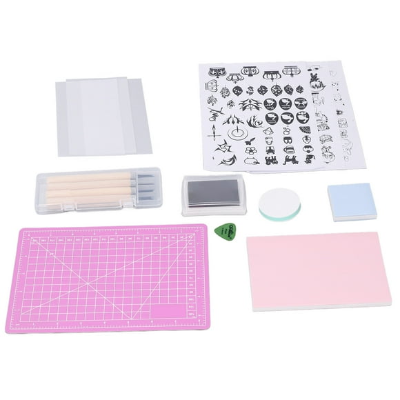Rubber Carving Kit Rubber Blocks Set With Carving Knives, Plastic , Carving Pad For Scrapbooking, Sculpting, Stamping