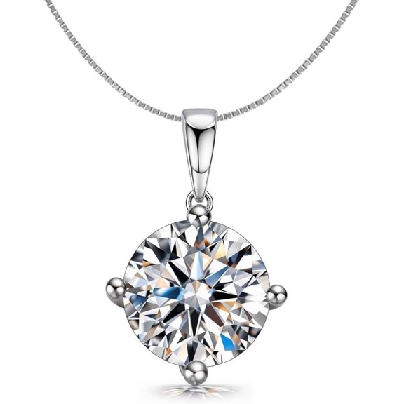 Yogratna 0.5ct TW 5mm Round Cut Genuine Moissanite Solitaire Pendant with Chain, 925 Sterling Silver