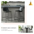 thumbnail image 3 of CONCETTA Bar Stools Set of 2, Counter Height Bar Stools with Back, 26 Inch Armless Industrial Faux Leather Barstools with Metal Legs and Footrest for Home Office Kitchen, 3 of 8