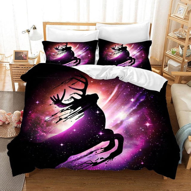 3D Dark Pink Elk Quilt Cover Set Bedding Set Pillowcases 90