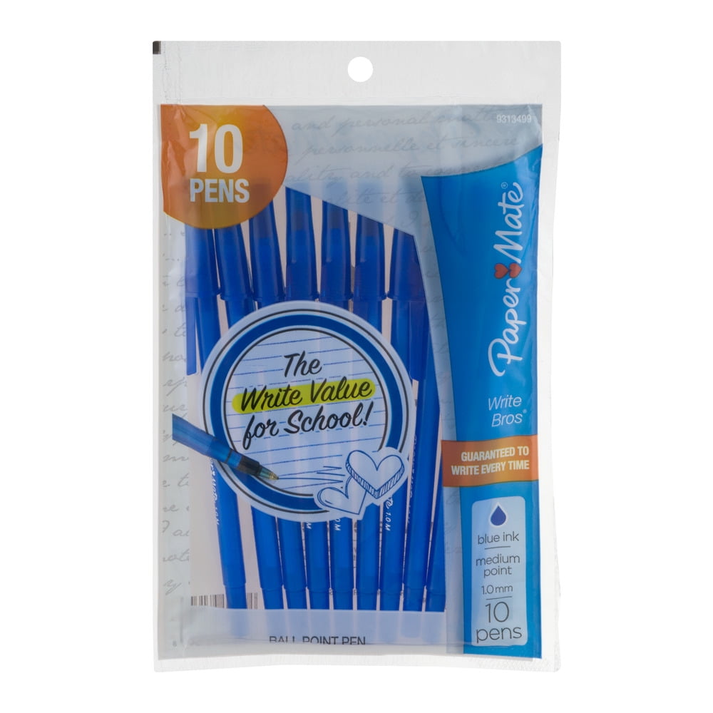 PaperMate Write Bros Blue Ink Medium Point 1.0 mm Pens 10 CT