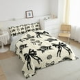 thumbnail image 3 of jejeloiu Cute Bowtie Ribbon Queen Comforter Set,Cartoon Bow Knot Bedding Sets,Beige Black Bedding Comforter Set For Girls,Super Cozy Room Decor Reversible,3-Piece, 3 of 8