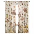 thumbnail image 2 of Fall Mushroom Semi Sheer Curtains 63 Inch Length 2 Panels Set, Watercolor Maple Leaf Farmhouse Sheer Kitchen Curtain Privacy Voile Window Curtain for Living Room Bedroom Rod Pocket Drapes, 2 of 7