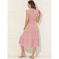 thumbnail image 3 of DARING DIVA Midi Ruffled Sleeve Mock Neck Casual Dress XS Pink, 3 of 6