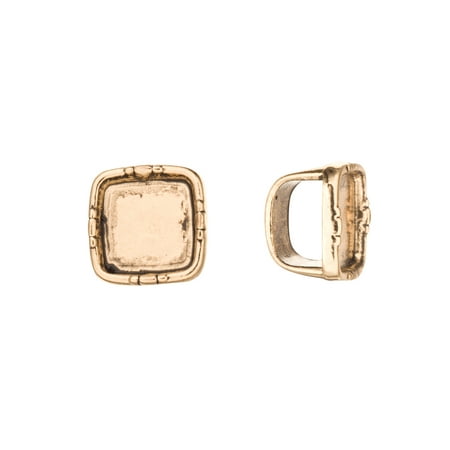 Cabochon Setting - Square Cabochons Setting Licorice Beads Fits 10x8mm Licorice Leather - Antique Gold Finished