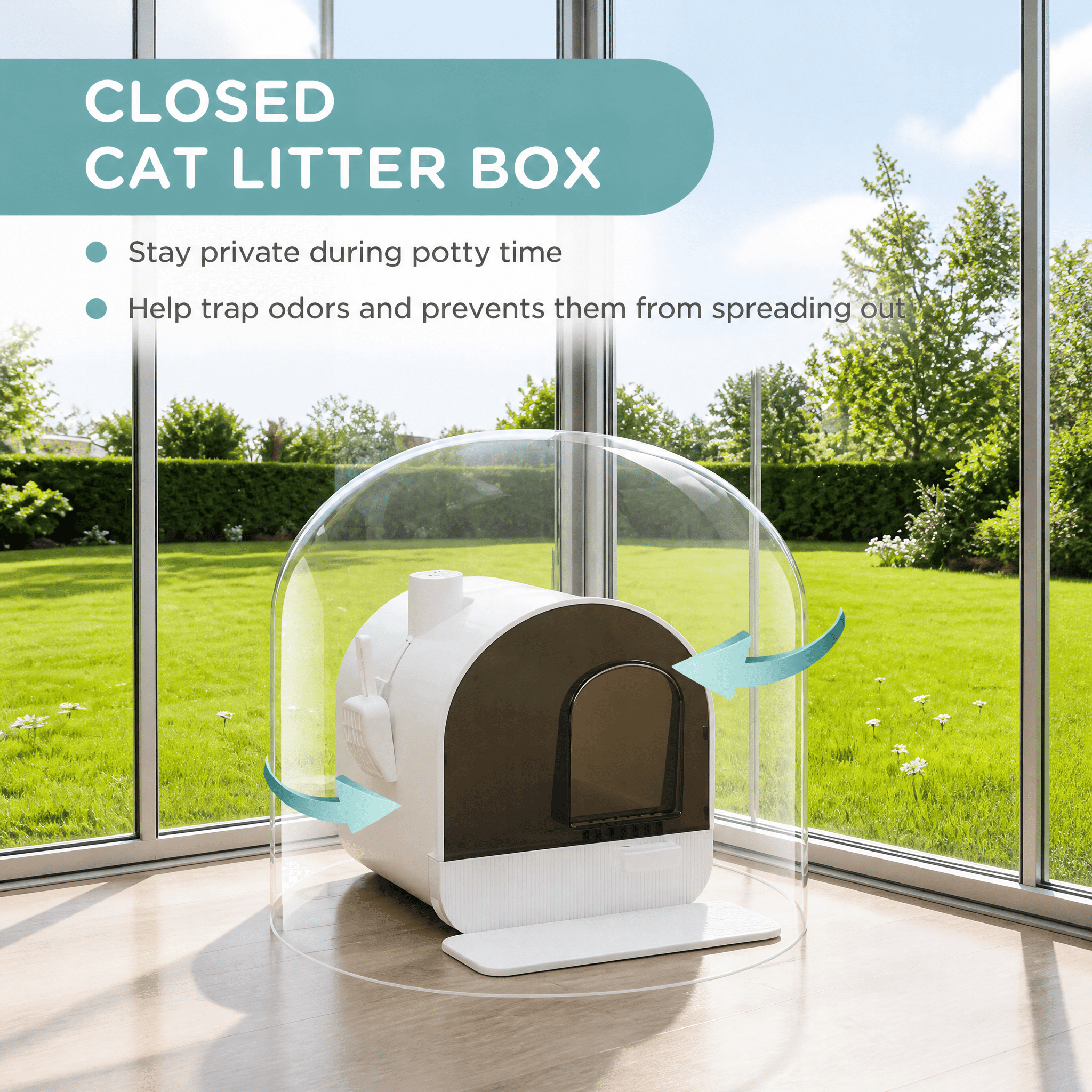 Cat Litter Box with Lid with Scoop and Filter