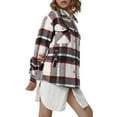thumbnail image 3 of Women's Oversized Plaid Button Down Shirt Shacket Jacket Long Sleeve Casual Fall Outwear with Pockets, 3 of 10