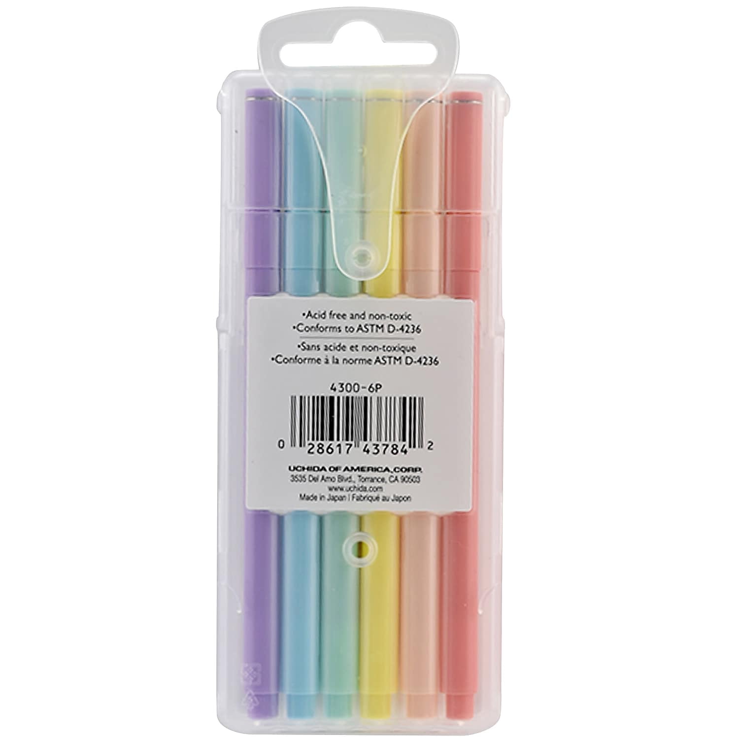 Marvy Uchida LePen Felt Pen Micro Fine Point 0.3mm Assorted Pastel Inks 6/Pack 2 Packs (UCH43006P-2)