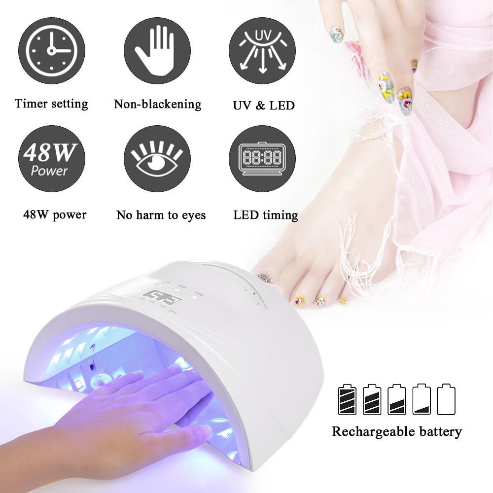 MIXFEER LED UV Cordless Nail Lamp Rechargeable Nail Gel Dryer Machine LED Nail Lamp Fingernails Toenails Curing Equipment Nail Art Tool