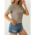 thumbnail image 4 of AviBest Women's T-Shirts , Ribbed Crew Neck Short Sleeve Tshirts, 4 of 7