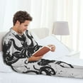 thumbnail image 6 of Picia Abstract Ink Octopus Pattern Men’s Long-Sleeve Sleepwear Set - Soft 2-Piece Loungewear with Pockets, Comfy PJs for Relaxing Nights-X-Large, 6 of 7