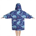 thumbnail image 2 of DarkBlue Cartoon Dinosaurs Pattern Blanket Hoodies for Kids 6-13YR Oversize Wearable Blanket Hoodies for Boys Girls Teens, 2 of 7