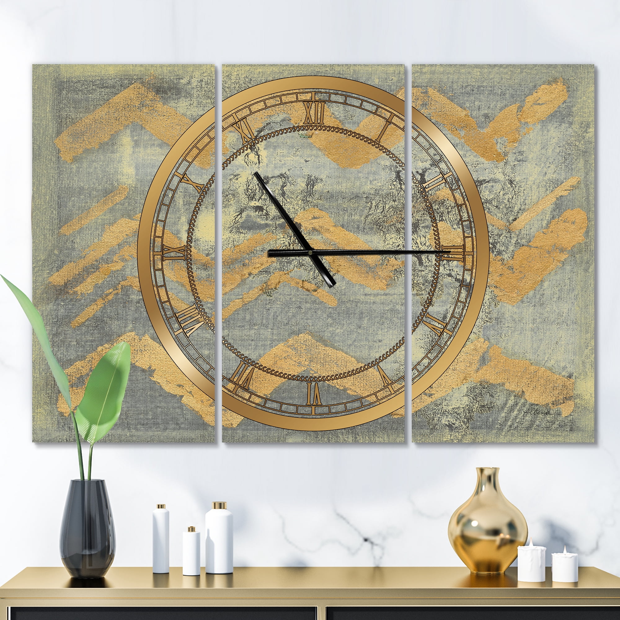 Designart 'Glam Metallic Form III' Modern Wall Clock