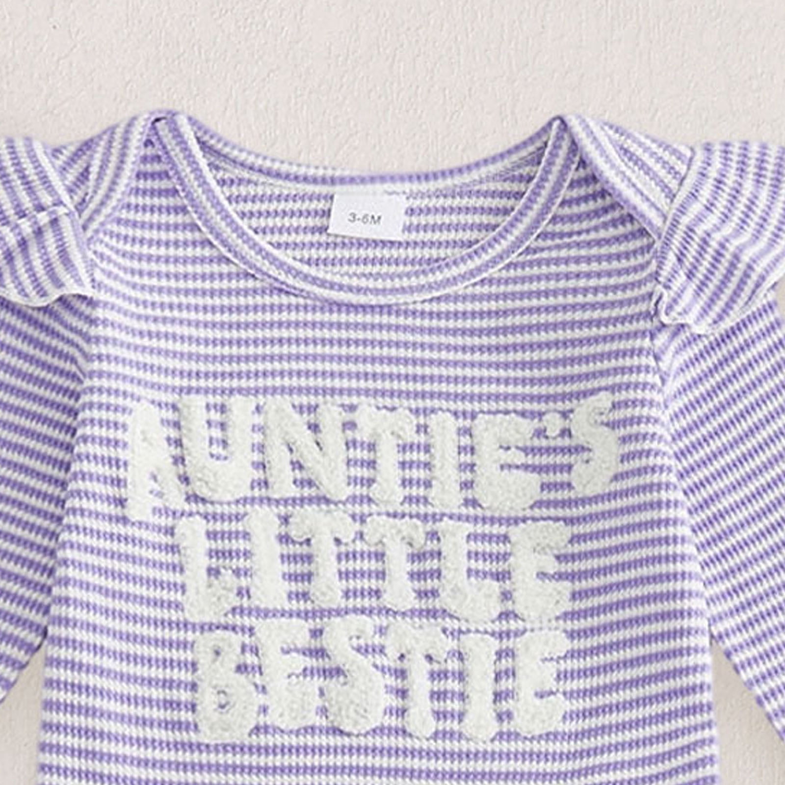 Faraee Newborn Baby Girl Clothes Rib Knit Romper Long Pants Headband Baby Clothes Letter Embroidery Summer Infant 3Pcs Outfit Purple 6-12 Months