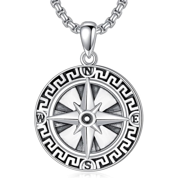 Compass Necklace for Men 925 Sterling Silver Compass Pendant Graduation Jewelry Gifts for Women Men