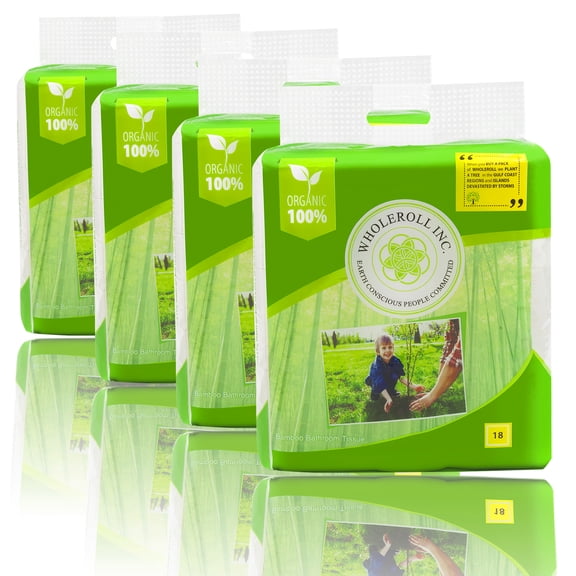 WHOLEROLL Organic Bamboo Toilet Paper, Ultra Soft, Big Rolls #18 Count