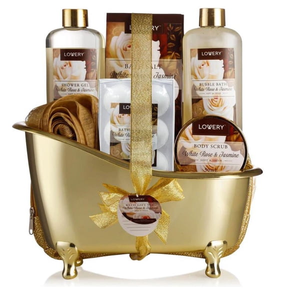 White Rose & Jasmine Set -13Pc Bath and Body Gift Basket