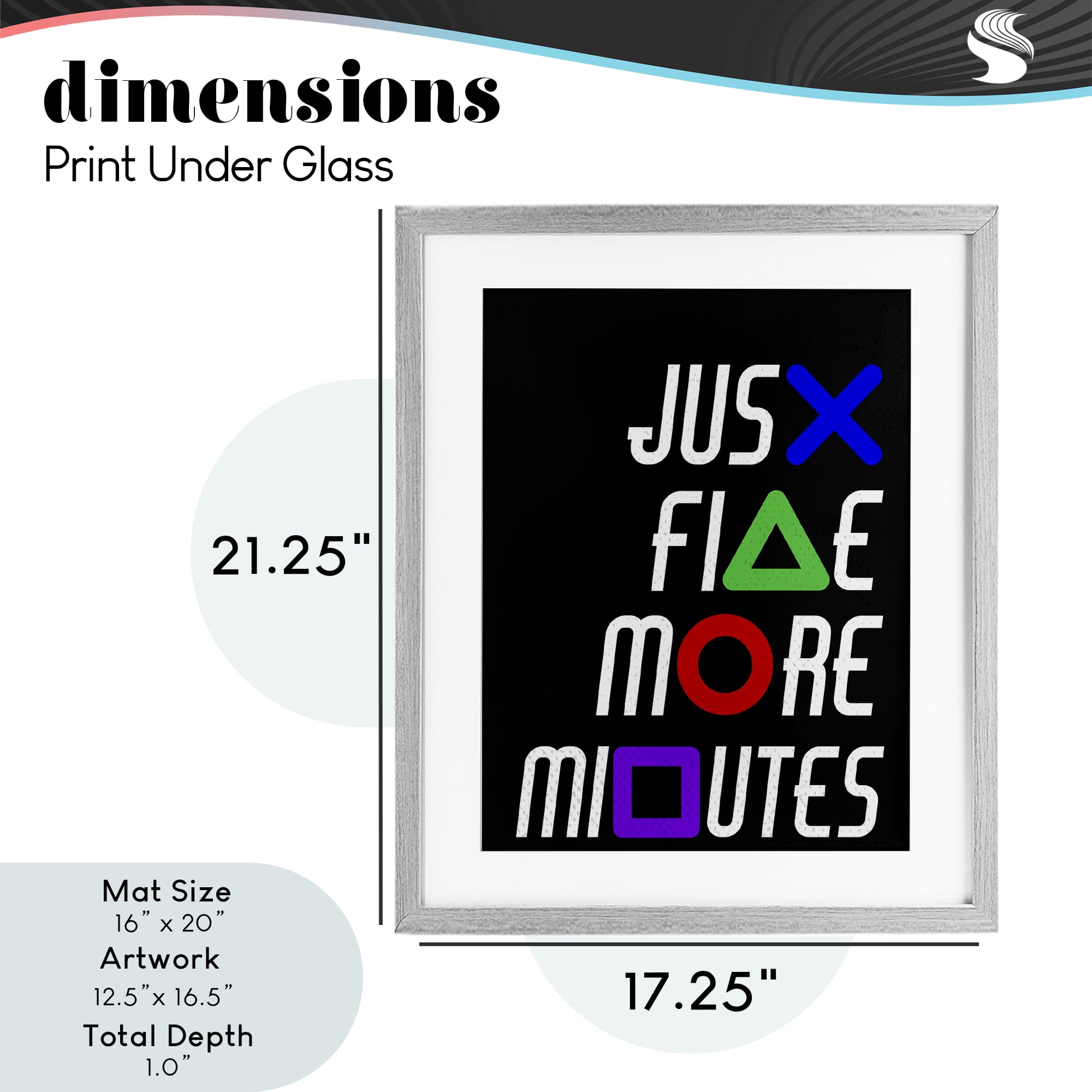 Just Five Minutes Gamer Buttons Gray Framed Print Under Glass, design by Kim Allen